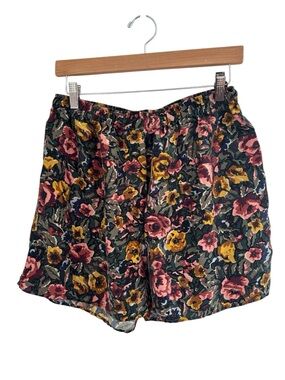 Antara 100% Silk Floral Elastic Waist Boxer Shorts or PJs Size XL